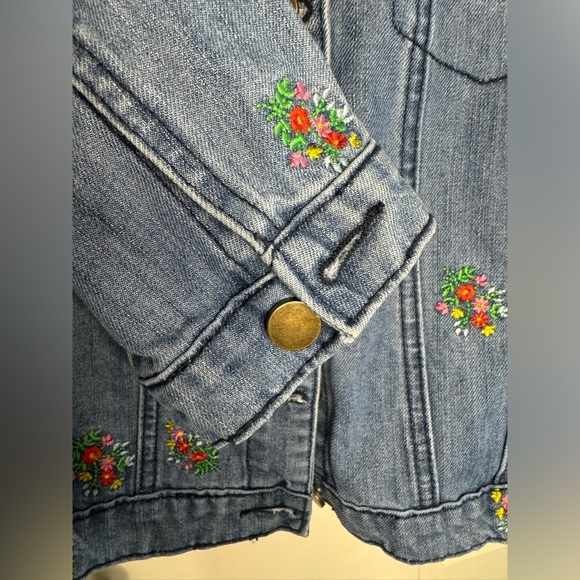 Tinsel Floral Embroidered Denim Jean Jacket Size Small - Picture 4 of 10